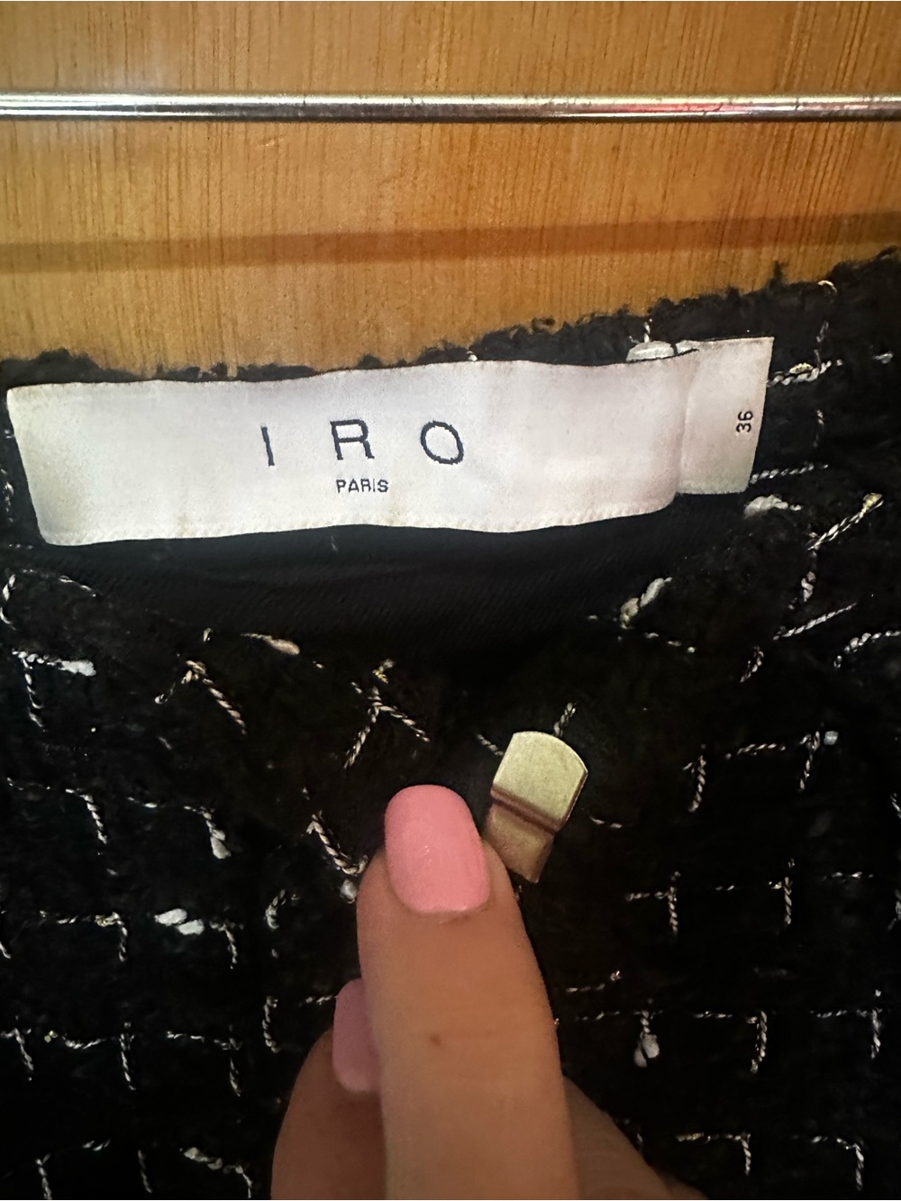 IRO Paris Azalee Tweed Boucle Shorts Black White Metallic Details FR 36/US 4 EUC - Picture 7 of 10